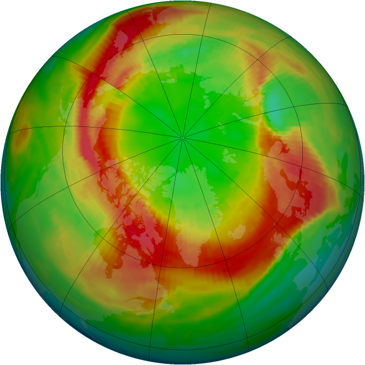 Arctic ozone map for 28 February 1990